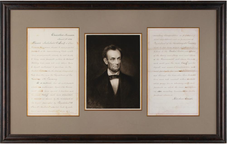 Abraham Lincoln Historic Hand-Written 1865 Document During The Civil War