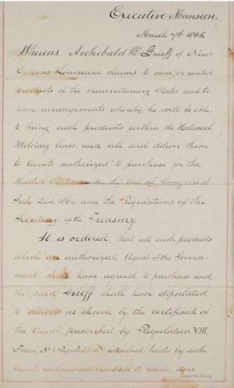 Abraham Lincoln Historic Hand-Written 1865 Document During The Civil War