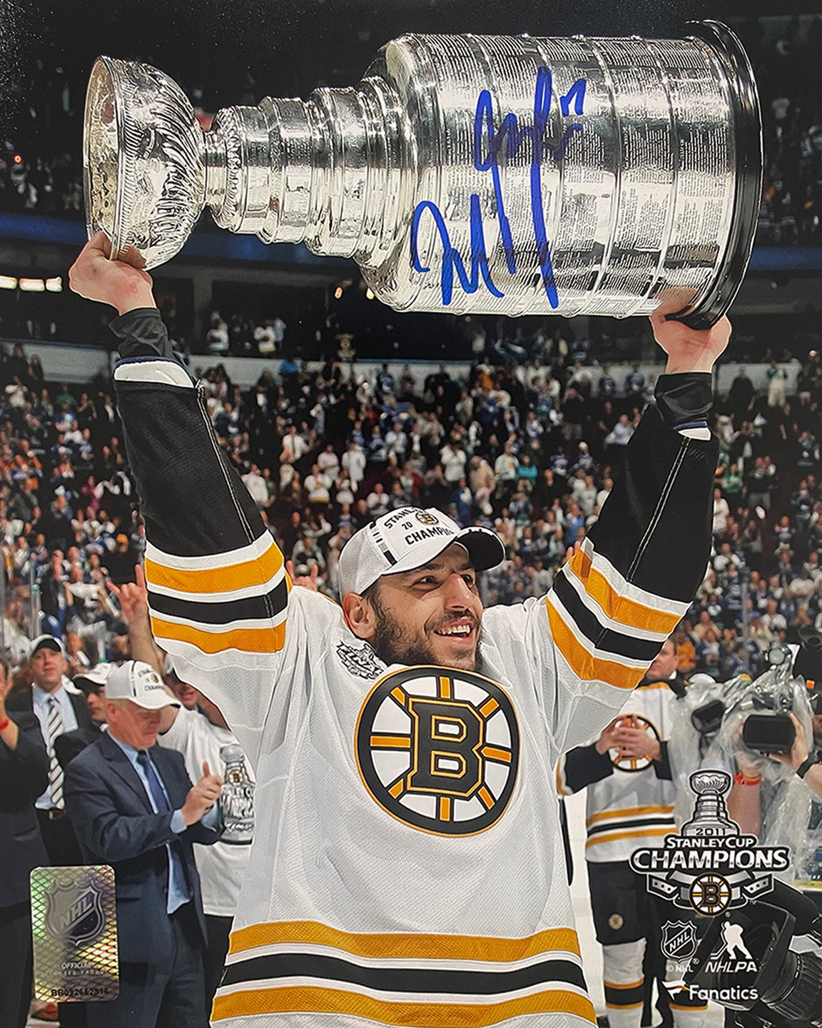 Milan Lucic 2011 Stanley Cup Boston Bruins Autographed 11" x 14" Hockey Photo