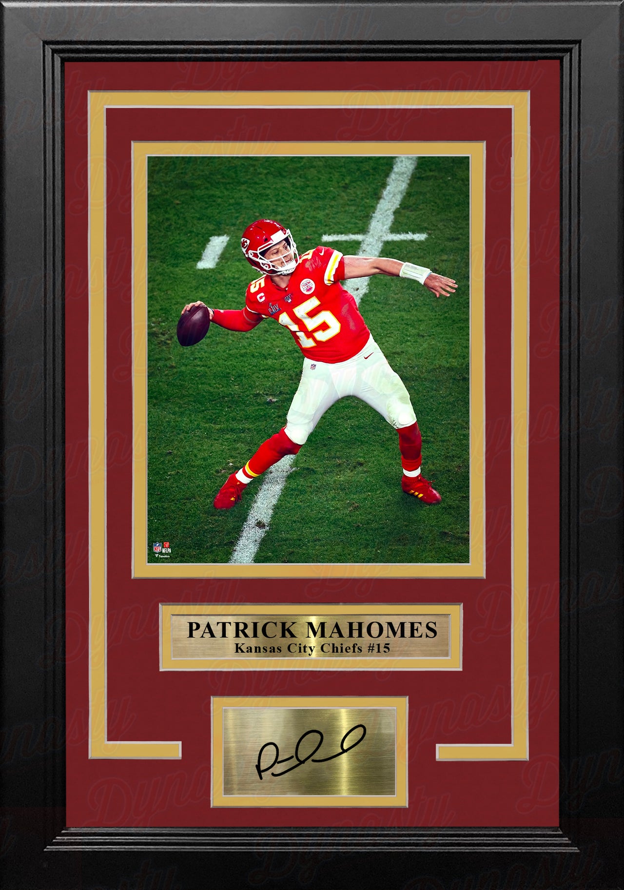 Patrick Mahomes Throwing Action Kansas City Chiefs 8" x 10" Framed Photo with Engraved Autograph