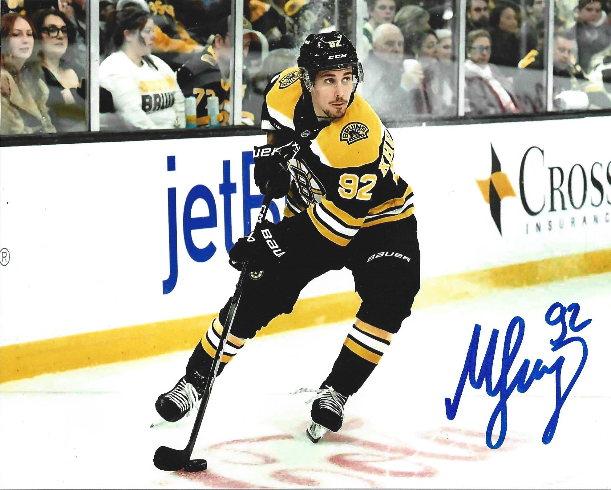 Marat Khusnutdinov in Action Boston Bruins Autographed 8" x 10" Hockey Photo