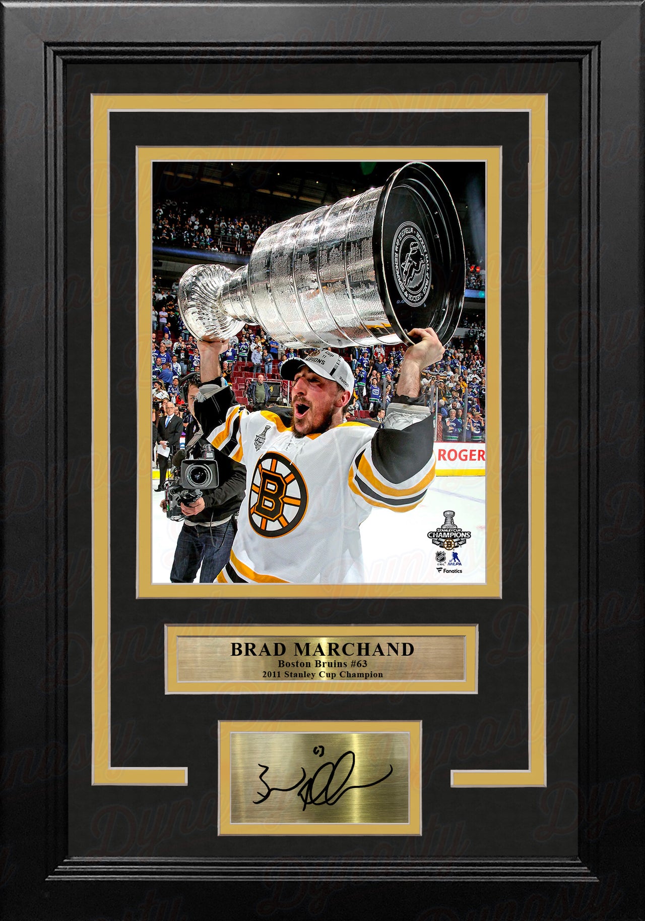 Brad Marchand 2011 Stanley Cup Trophy Boston Bruins 8" x 10" Framed Hockey Photo with Engraved Autograph