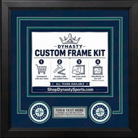Seattle Mariners Custom MLB Baseball Picture Frame Kit with Navy Blue Matting, Northwest Green Trim, a Silver Nameplate, and Mariners logos