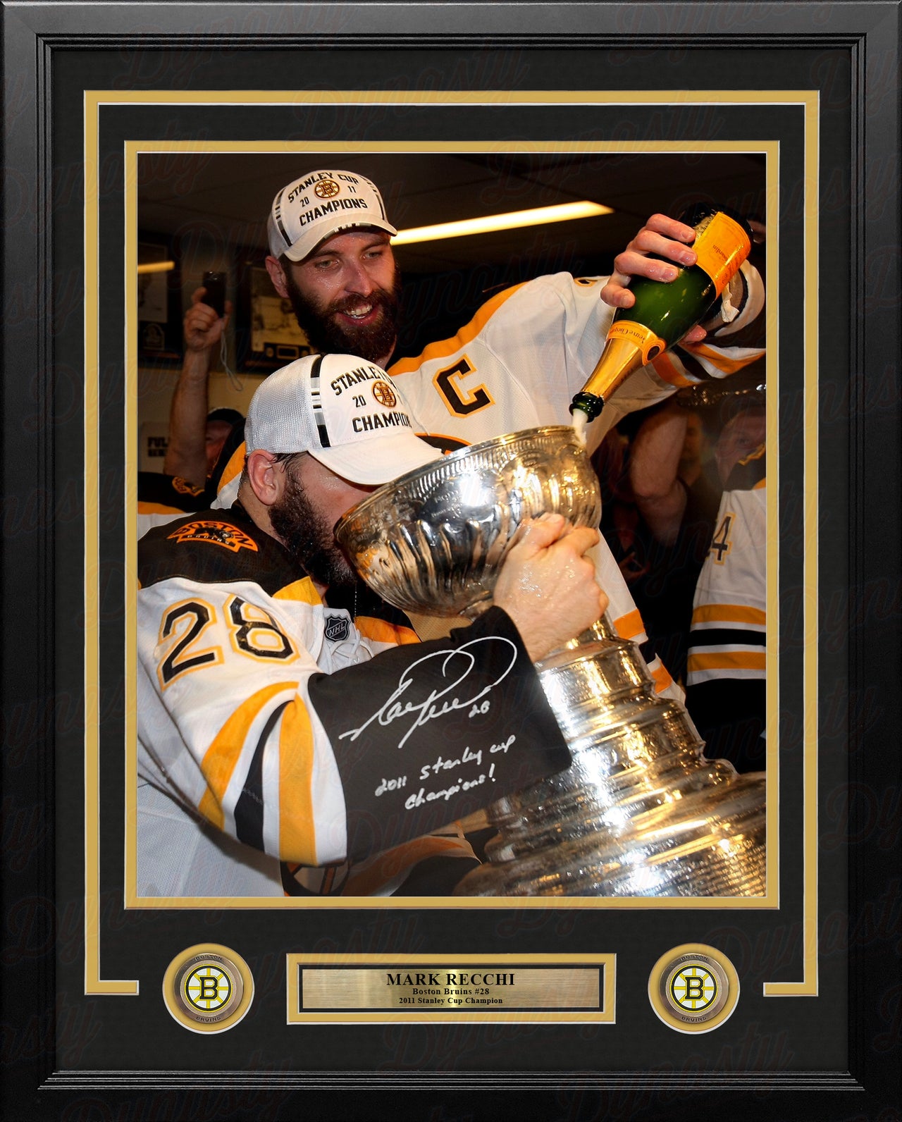 Mark Recchi Drinks from the Cup Boston Bruins Autographed 16x20 Framed Photo - Stanley Cup Champions