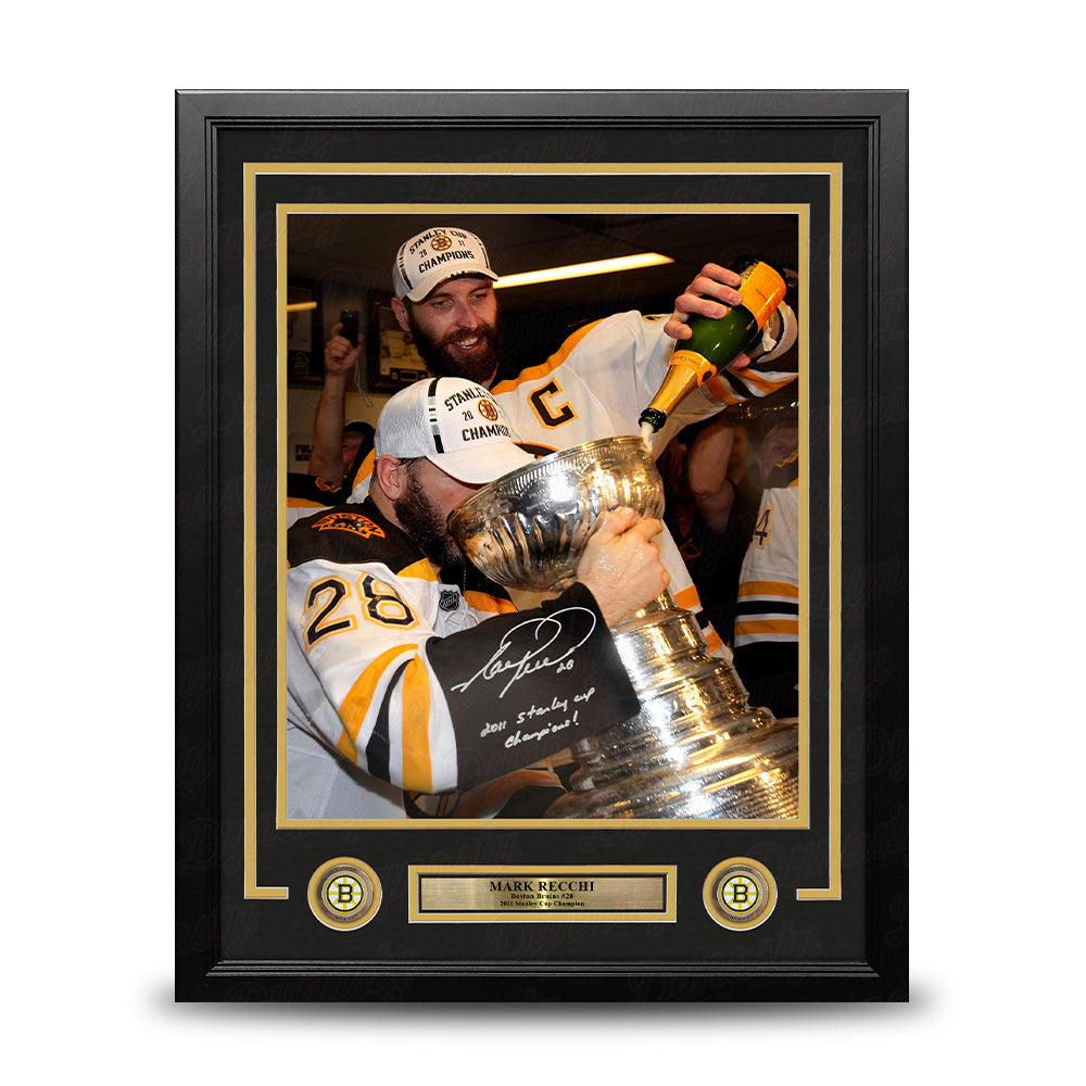 Mark Recchi Drinks from the Cup Boston Bruins Autographed 16x20 Framed Photo - Stanley Cup Champions