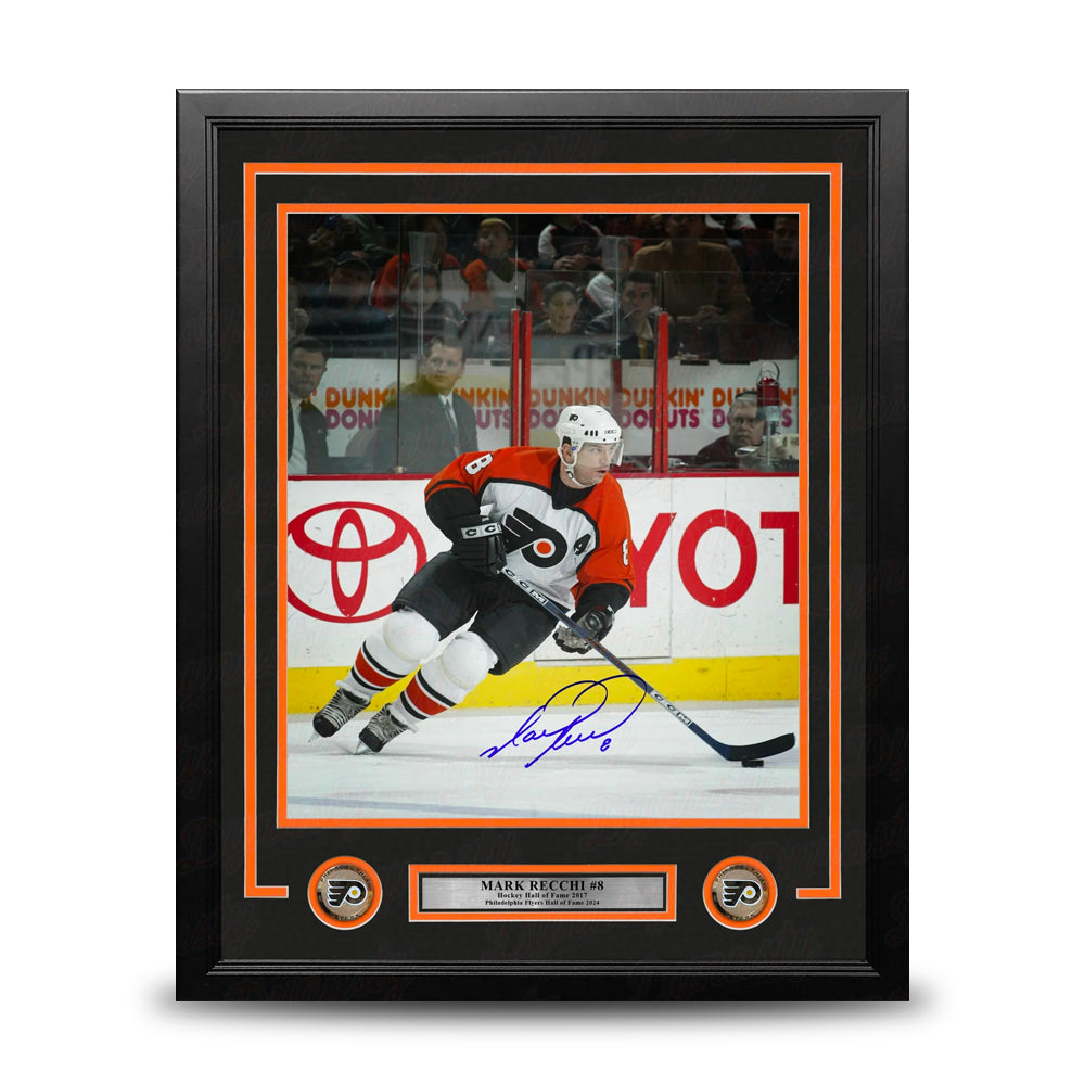 Mark Recchi in Action Philadelphia Flyers Autographed 16" x 20" Framed Hockey Photo