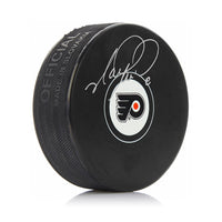 Mark Recchi Philadelphia Flyers Autographed Hockey Logo Puck - Dynasty Sports & Framing 