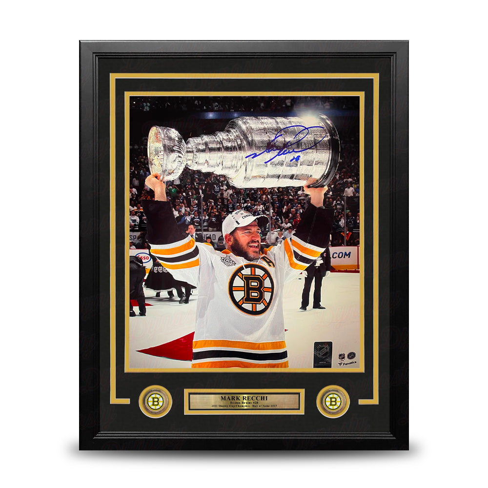 Mark Recchi 2011 Stanley Cup Champions Boston Bruins Autographed 11" x 14" Framed Hockey Photo