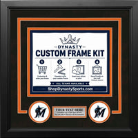 Miami Marlins Custom MLB Baseball Picture Frame Kit with Black Matting, Orange Trim, a Silver Nameplate, and Marlins logos