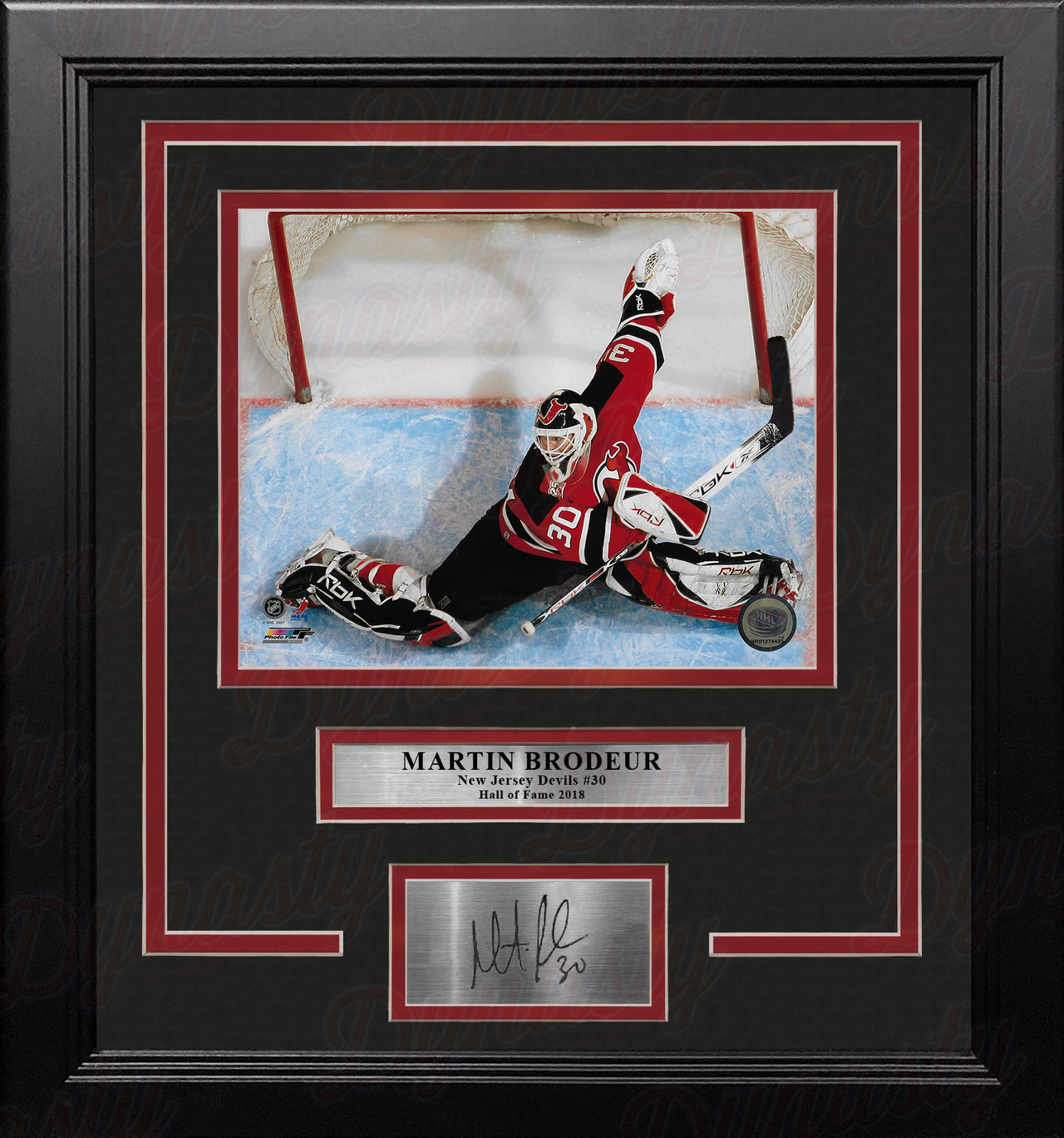 Martin Brodeur Save New Jersey Devils 8" x 10" Framed Hockey Photo with Engraved Autograph