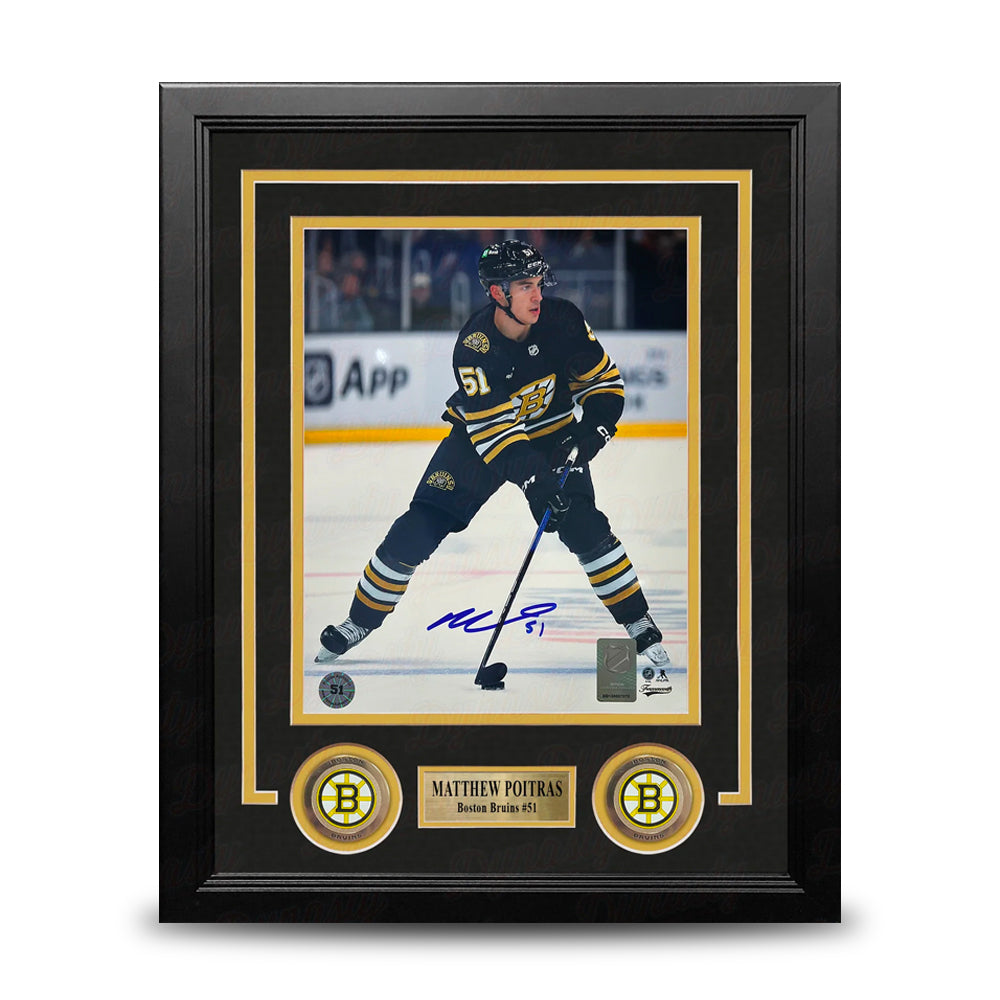 Matthew Poitras in Action Boston Bruins Autographed 8