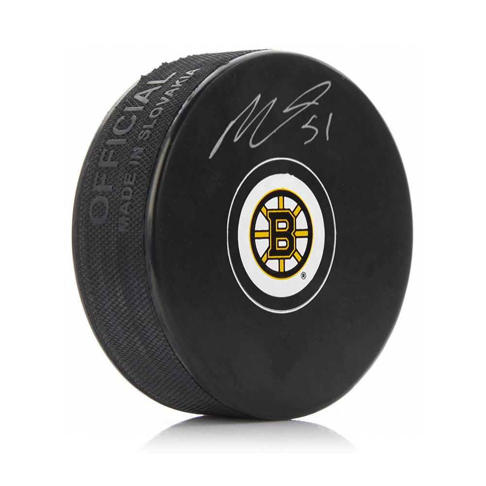 Matthew Poitras Autographed Boston Bruins Hockey Logo Puck