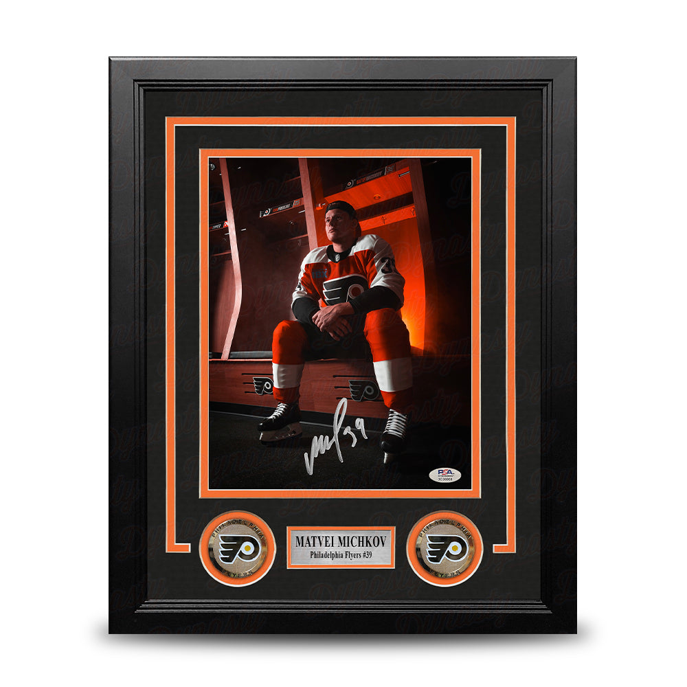Matvei Michkov in the Locker Room Philadelphia Flyers Autographed 8" x 10" Framed Hockey Photo
