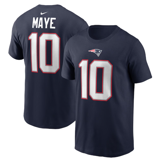 Drake Maye New England Patriots Player Name & Number Shirt