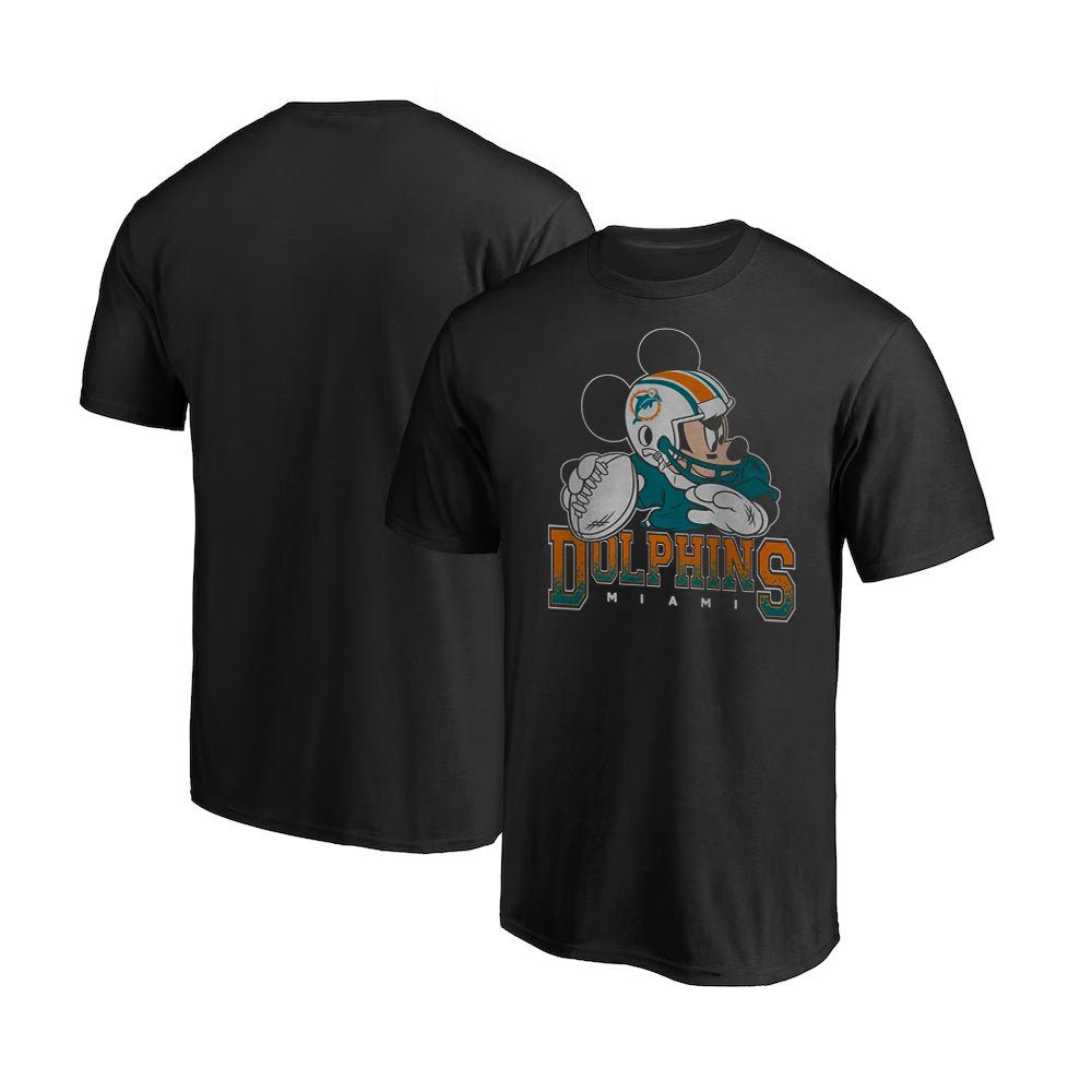 Miami Dolphins Mickey at Quarterback Disney Vintage Football T-Shirt