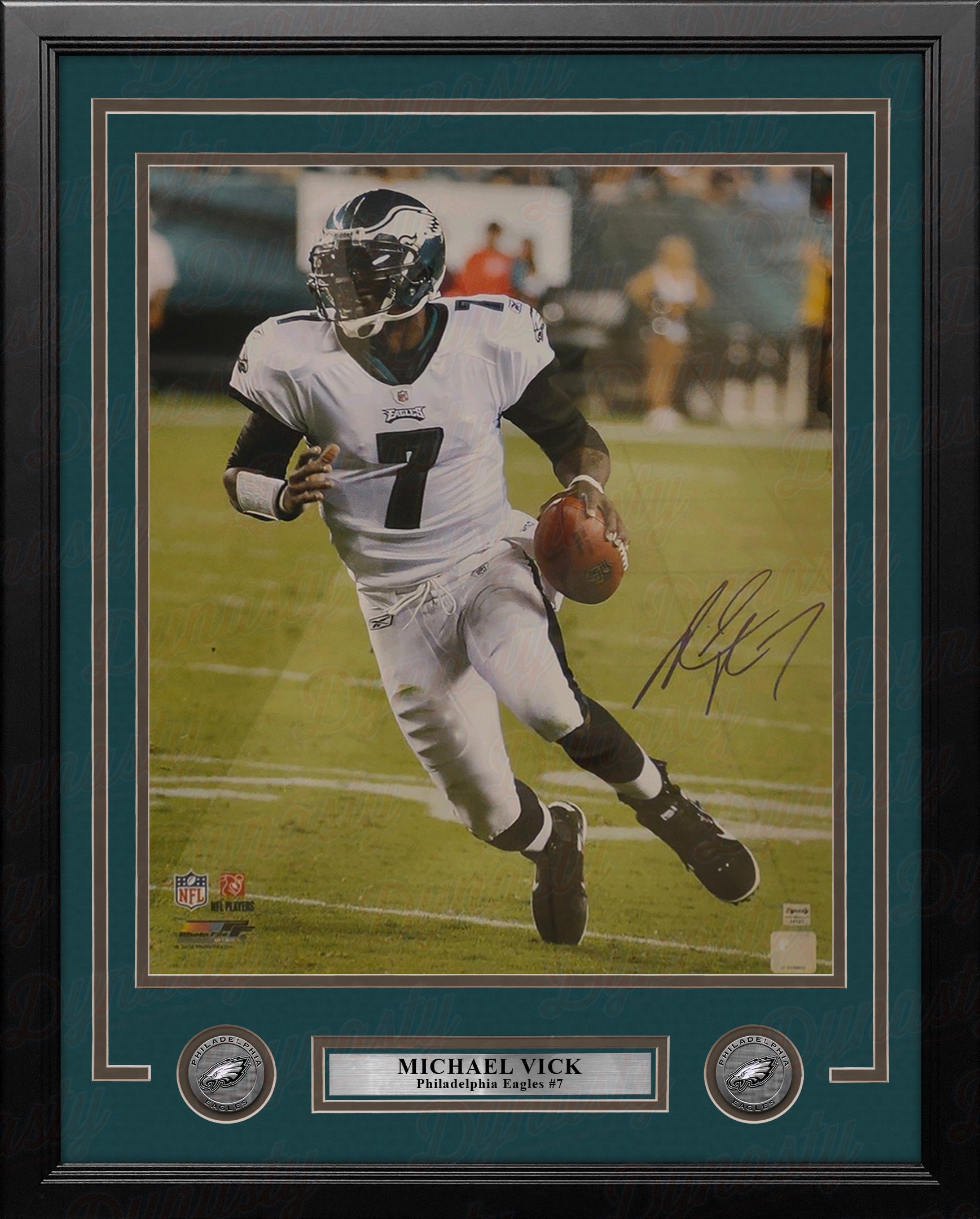 Michael Vick in White Philadelphia Eagles Autographed 16" x 20" Framed Football Photo