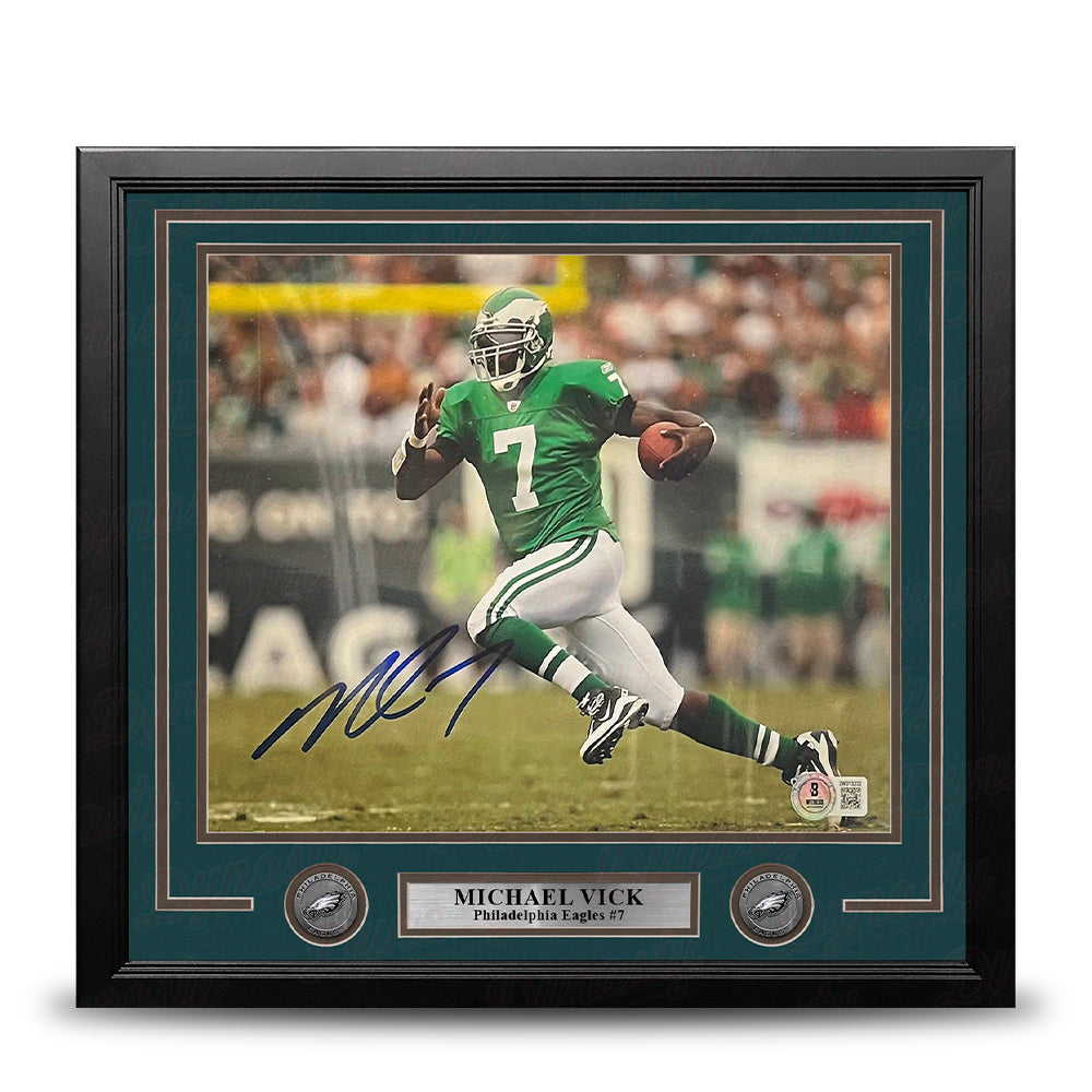 Michael Vick Kelly Green Action Philadelphia Eagles Autographed 11" x 14" Framed Football Photo