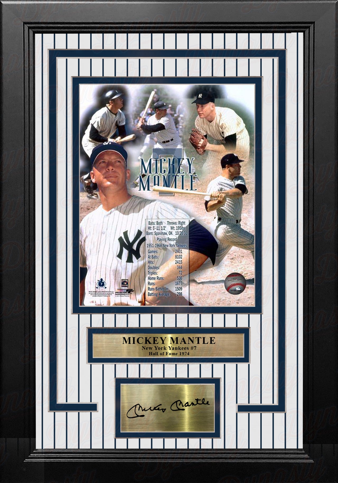 Mickey Mantle Stat Collage New York Yankees 8" x 10" Framed Baseball Photo with Engraved Autograph