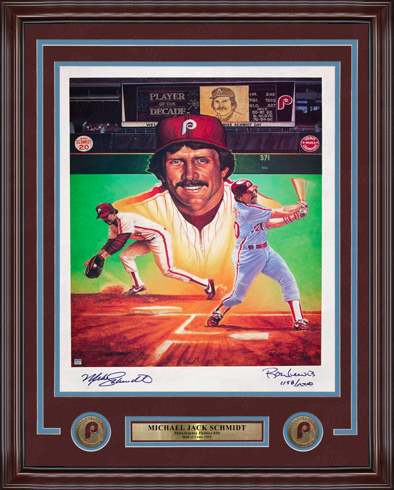 Mike Schmidt Autographed Philadelphia Phillies 18" x 24" Framed Baseball Lithograph Photo