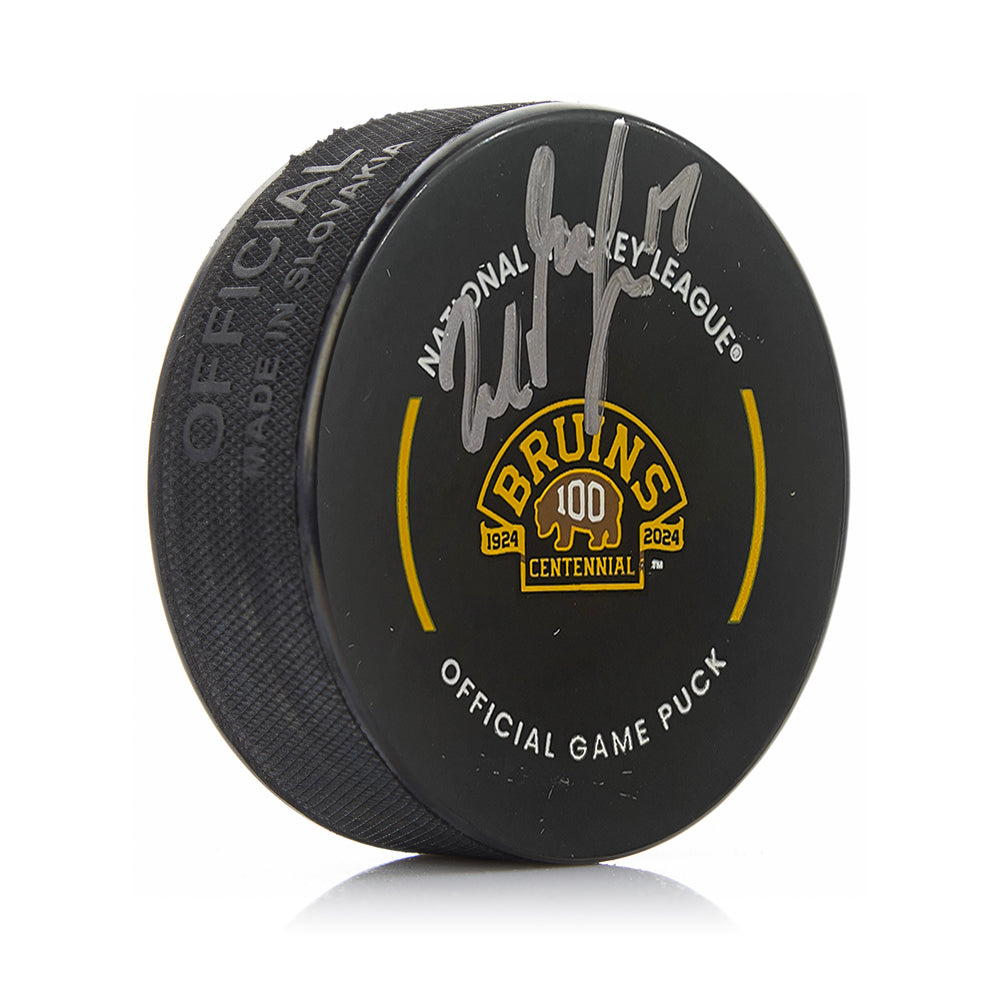 Milan Lucic Boston Bruins Autographed 100th Anniversary Hockey Game Puck