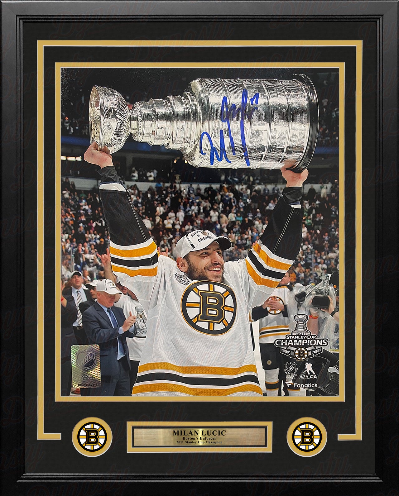 Milan Lucic 2011 Stanley Cup Boston Bruins Autographed 11" x 14" Framed Hockey Photo