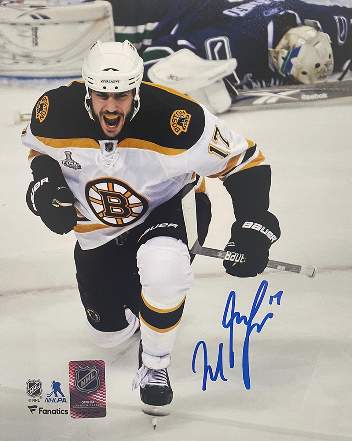 Milan Lucic Stanley Cup Goal Celebration Boston Bruins Autographed 8" x 10" Hockey Photo
