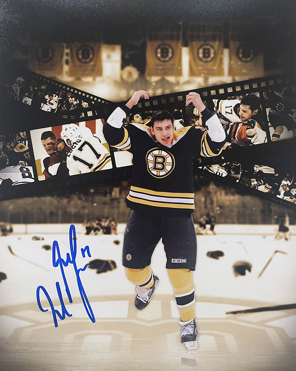 Milan Lucic Fight Collage Boston Bruins Autographed 8" x 10" Hockey Photo