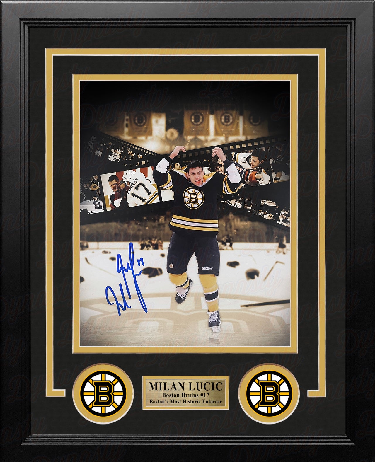 Milan Lucic Fight Collage Boston Bruins Autographed 8" x 10" Framed Hockey Photo