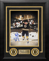 Milan Lucic Fight Collage Boston Bruins Autographed 8" x 10" Framed Hockey Photo - Dynasty Sports & Framing 