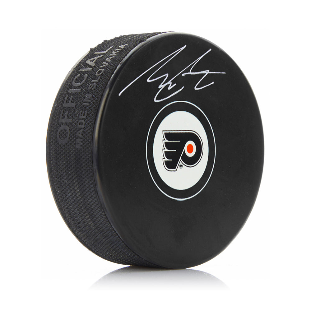 Morgan Frost Autographed Philadelphia Flyers Hockey Logo Puck