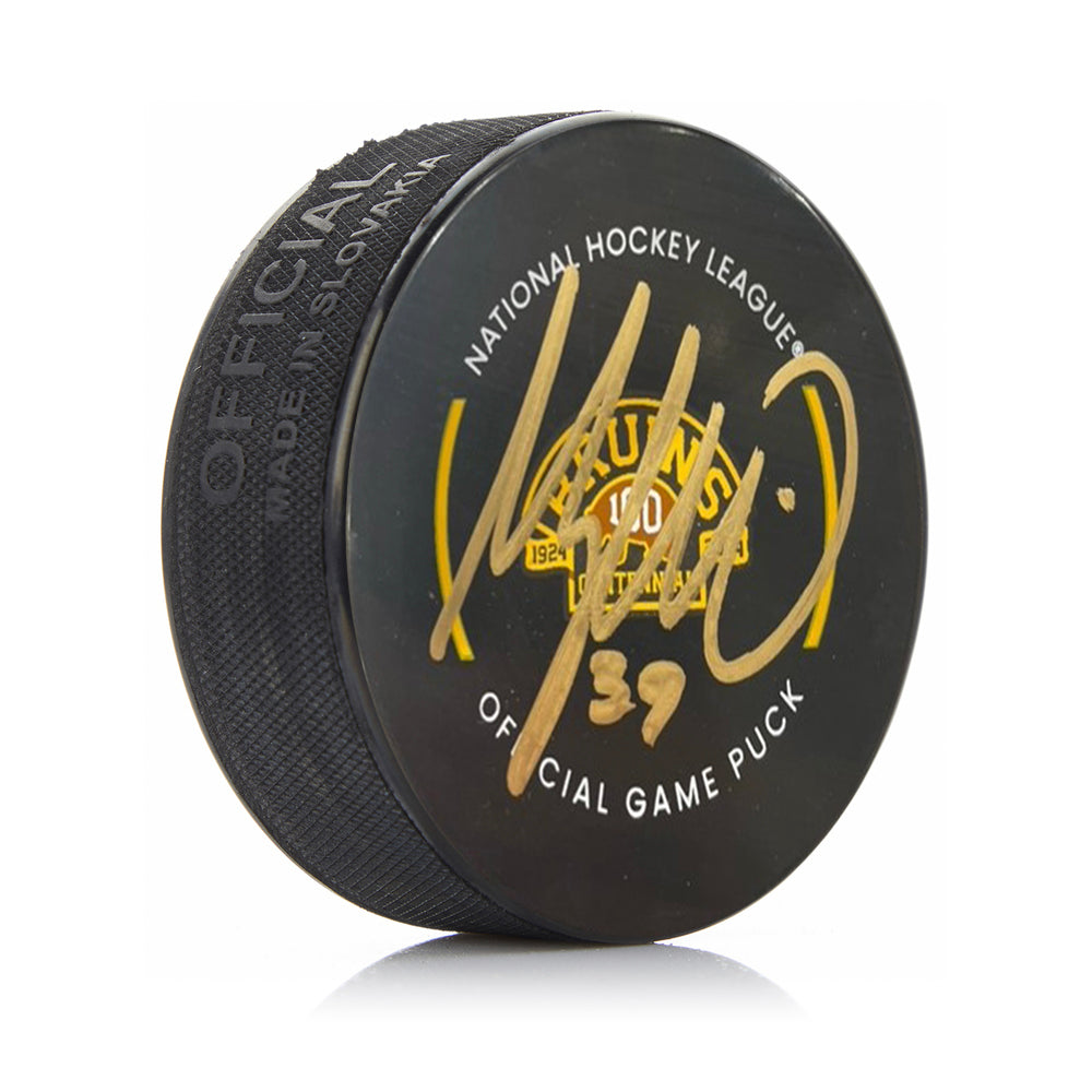 Morgan Geekie Autographed Boston Bruins 100th Anniversary Hockey Game Model Puck