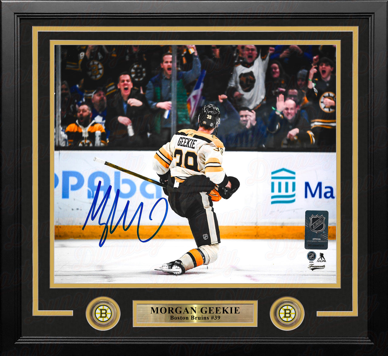 Morgan Geekie Celebration Boston Bruins Autographed 11" x 14" Framed Hockey Photo