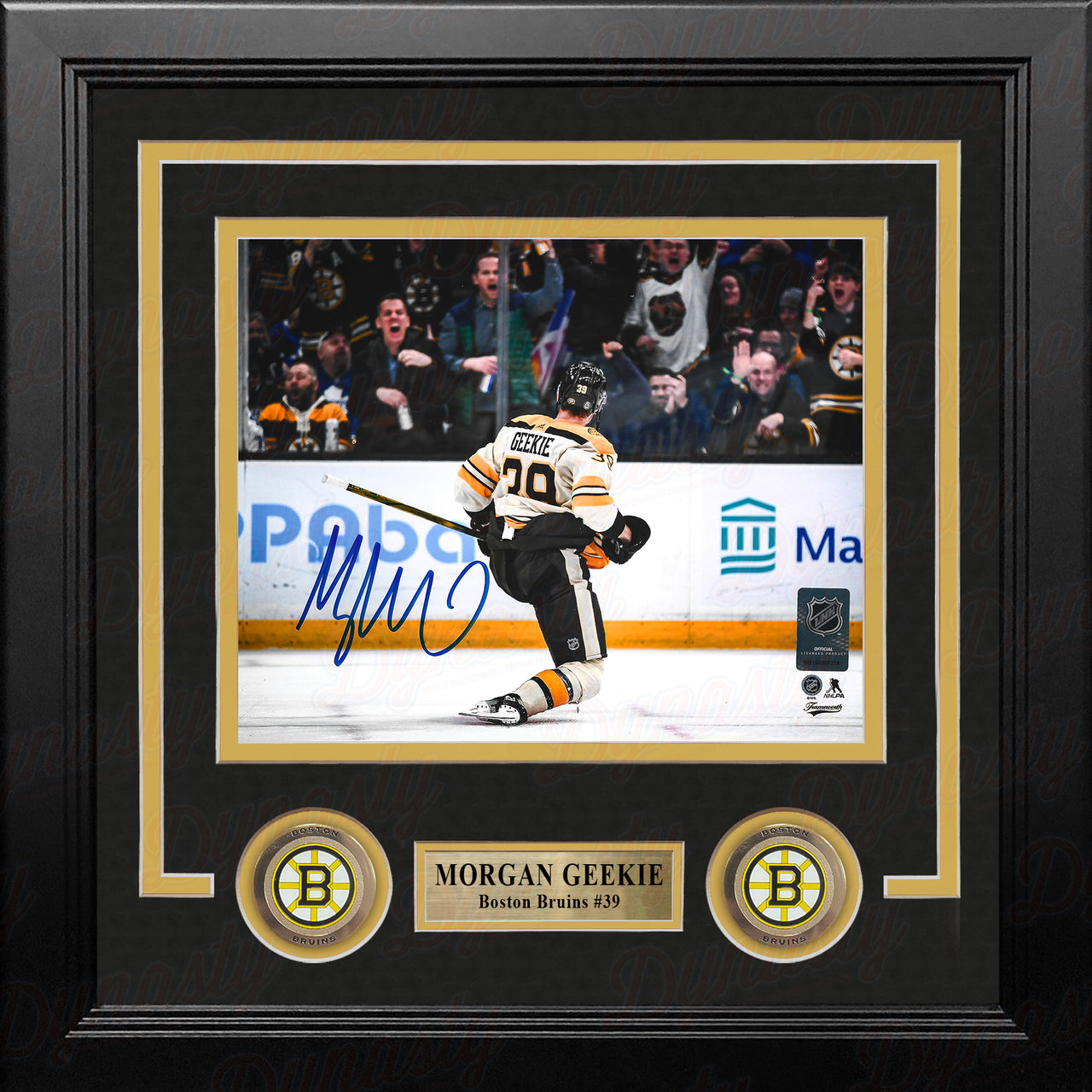 Morgan Geekie Celebration Boston Bruins Autographed 8" x 10" Framed Hockey Photo