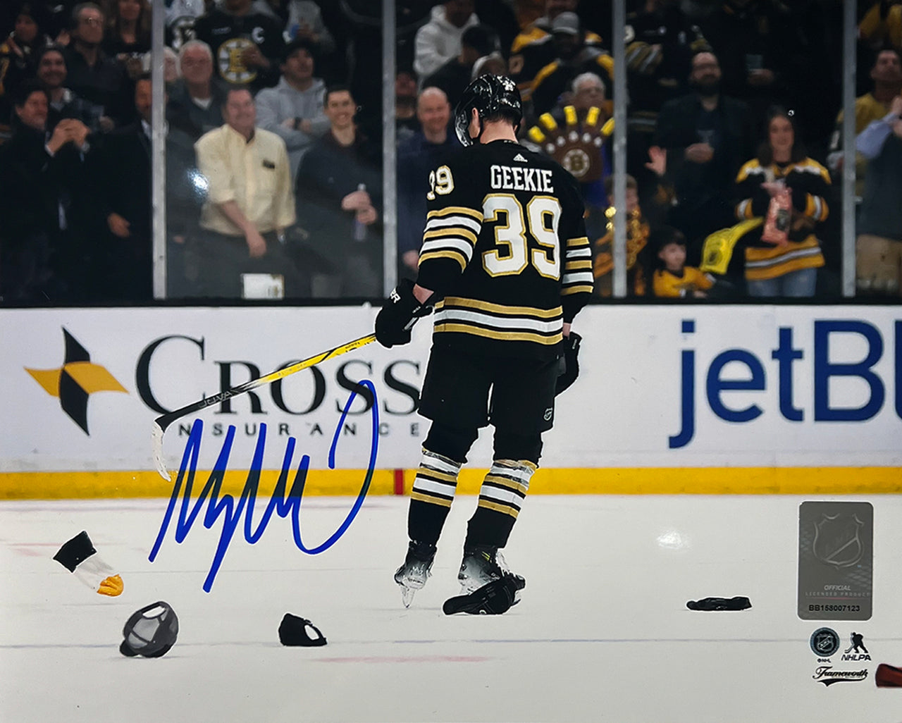 Morgan Geekie Hat Trick Boston Bruins Autographed 8" x 10" Hockey Photo - Dynasty Sports & Framing 