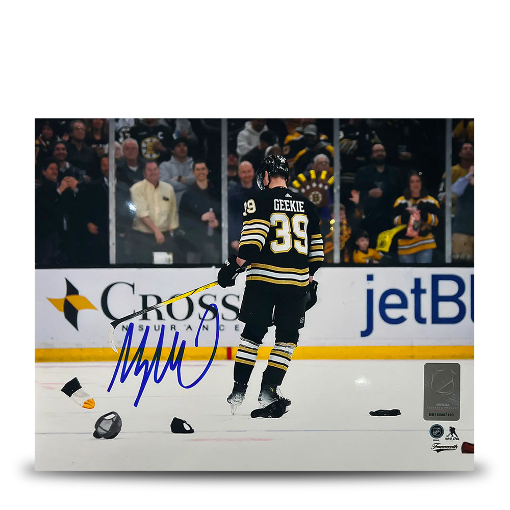 Morgan Geekie Hat Trick Boston Bruins Autographed 11" x 14" Hockey Photo