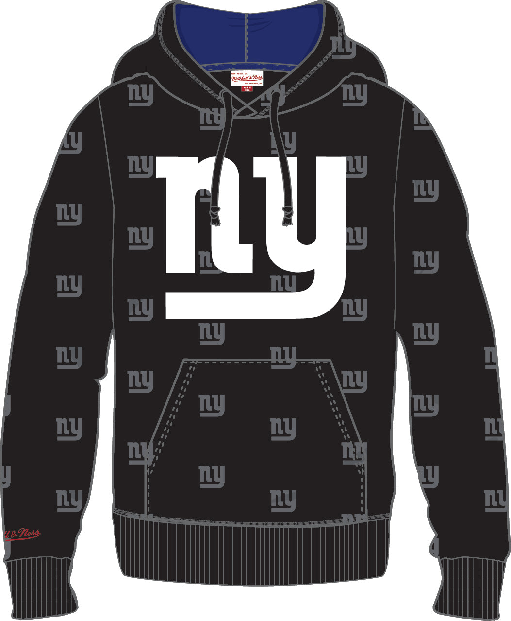 New York Giants Mitchell & Ness All Over Print Fleece Hoodie