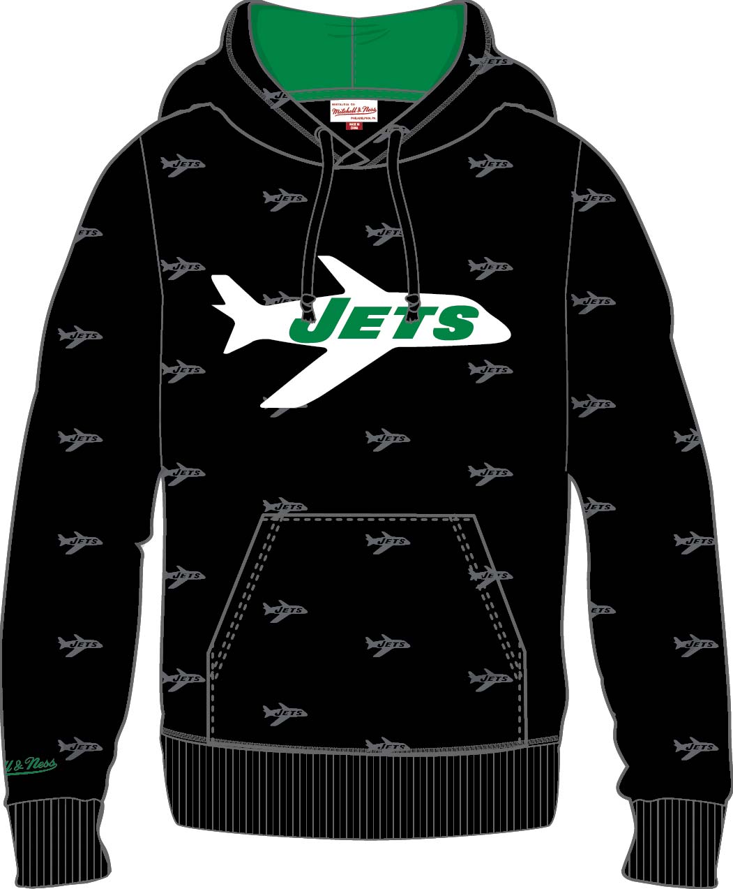 New York Jets Mitchell & Ness All Over Print Fleece Hoodie