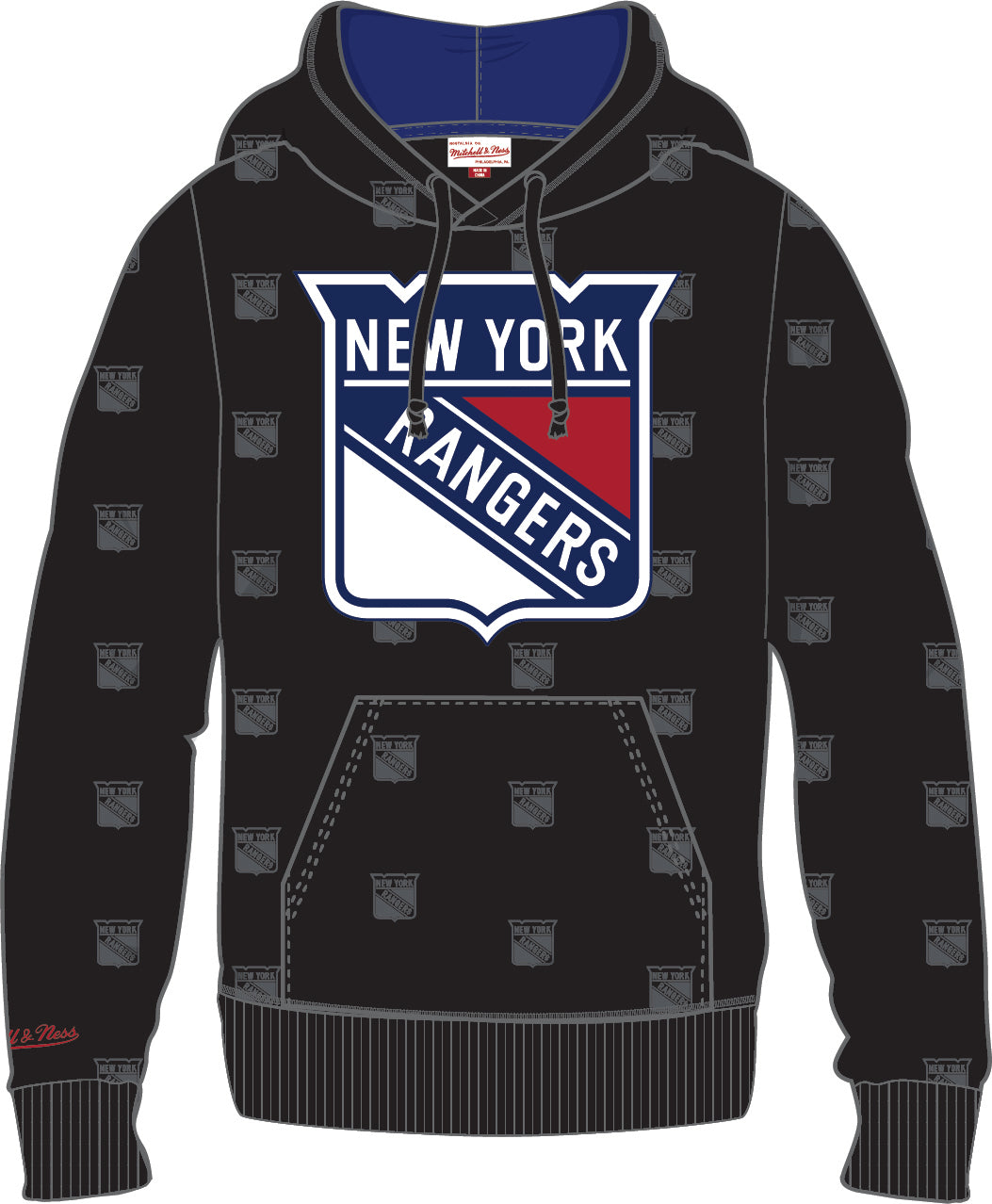 New York Rangers Mitchell & Ness All Over Print Fleece Hoodie