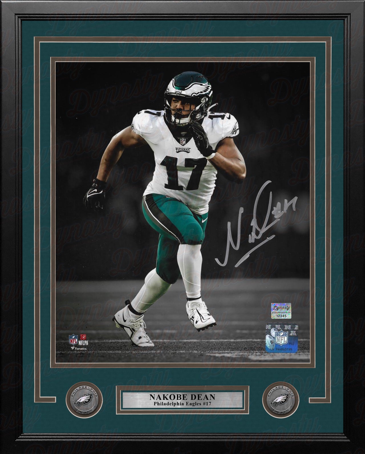 Nakobe Dean Blackout Action Philadelphia Eagles Autographed 11" x 14" Framed Football Photo