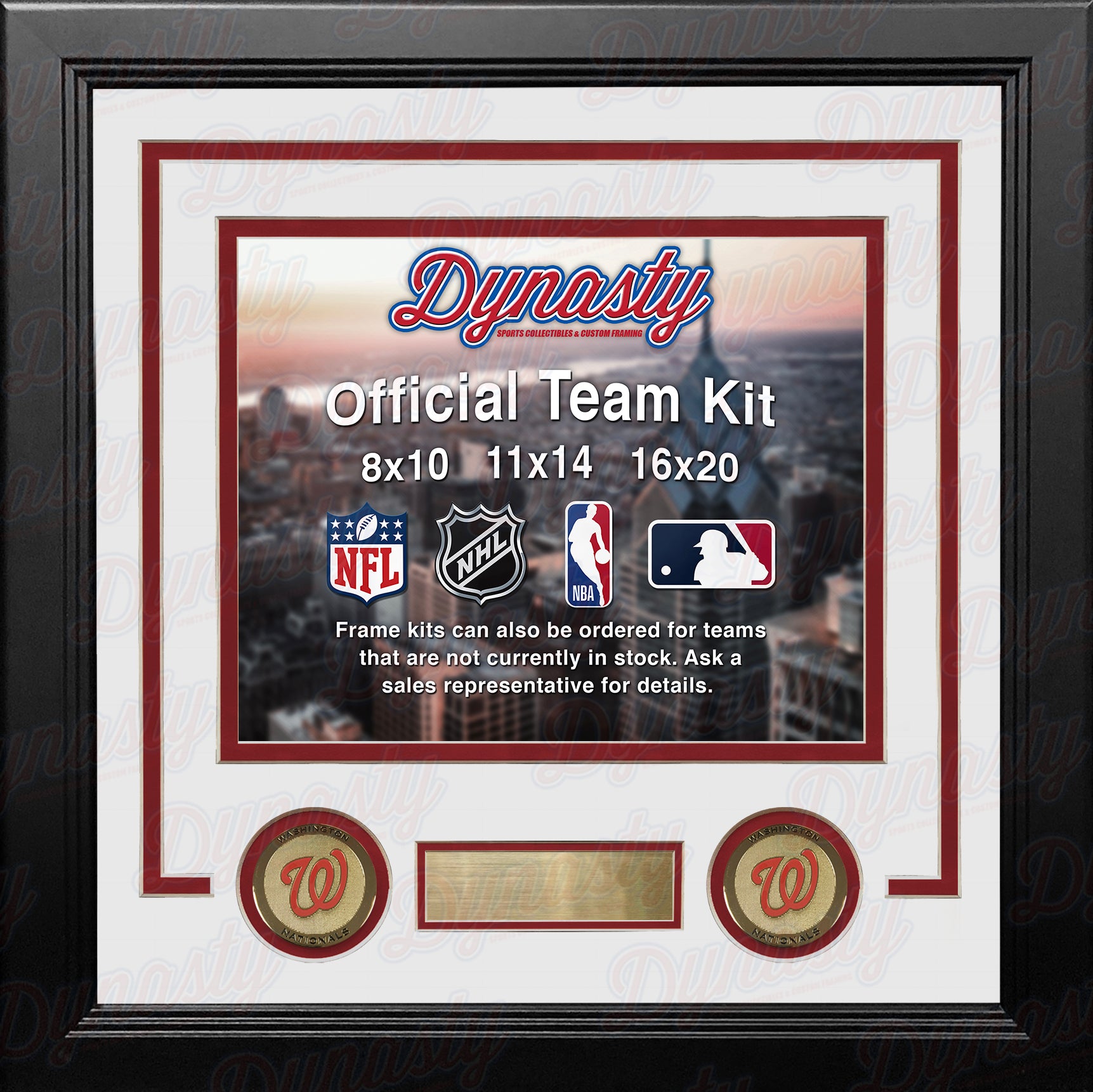 Washington Nationals Custom MLB Baseball 11x14 Picture Frame Kit (Multiple Colors) - Dynasty Sports & Framing 