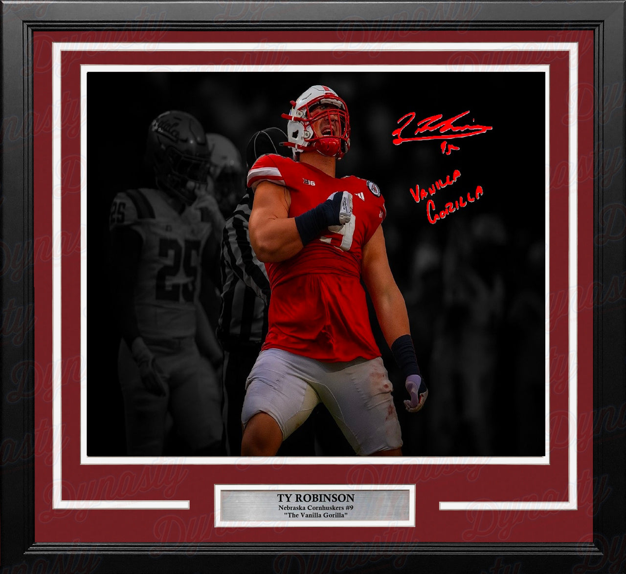 Ty Robinson Nebraska Cornhuskers Autographed 16" x 20" Framed Photo - Vanilla Gorilla (Red)