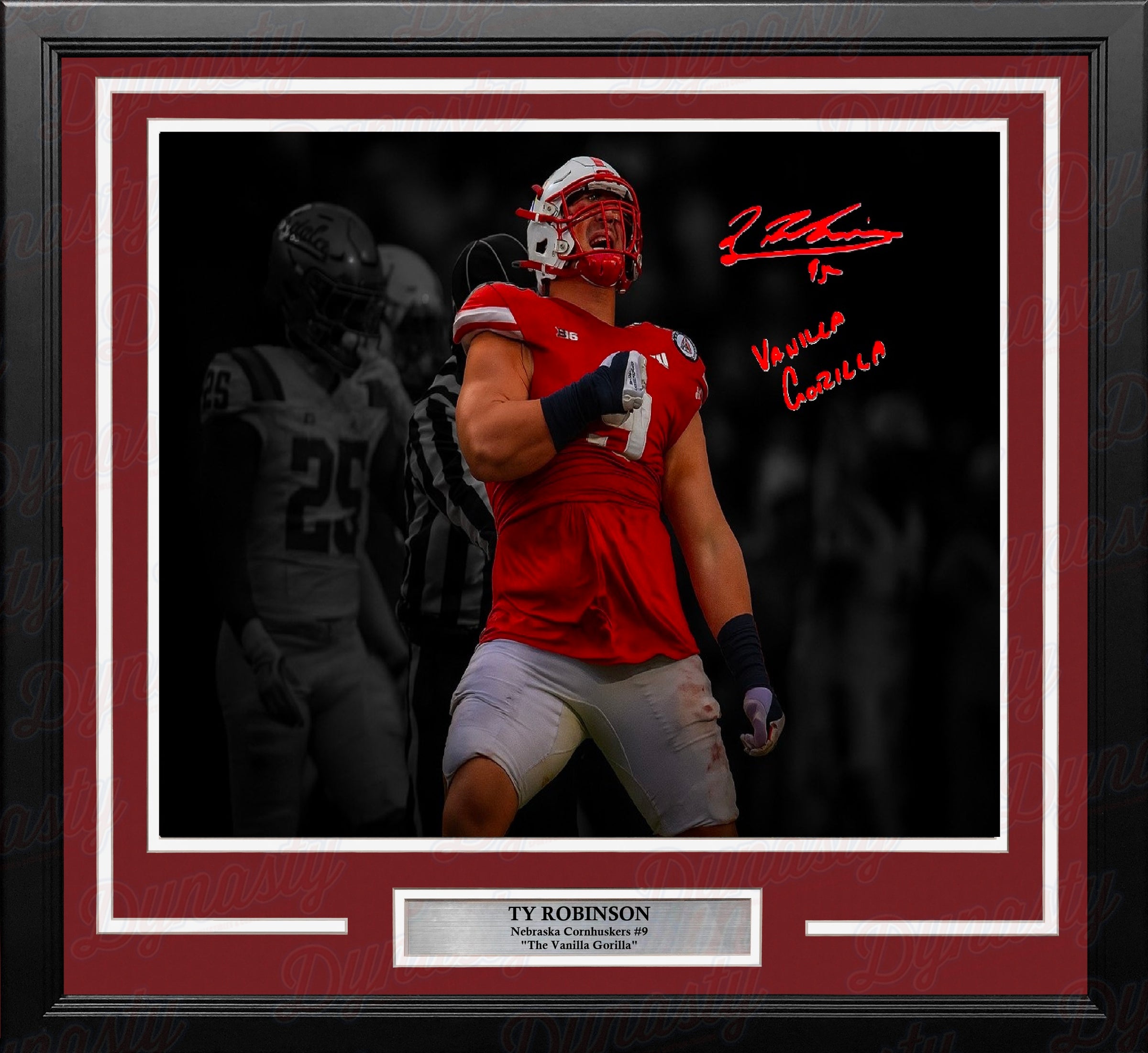 Ty Robinson Nebraska Cornhuskers Autographed 16" x 20" Framed Photo - Vanilla Gorilla (Red)