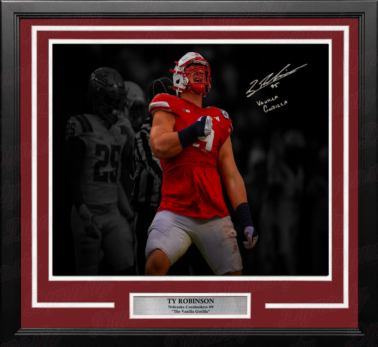 Ty Robinson Nebraska Cornhuskers Autographed 16" x 20" Framed Photo - Vanilla Gorilla (Silver)