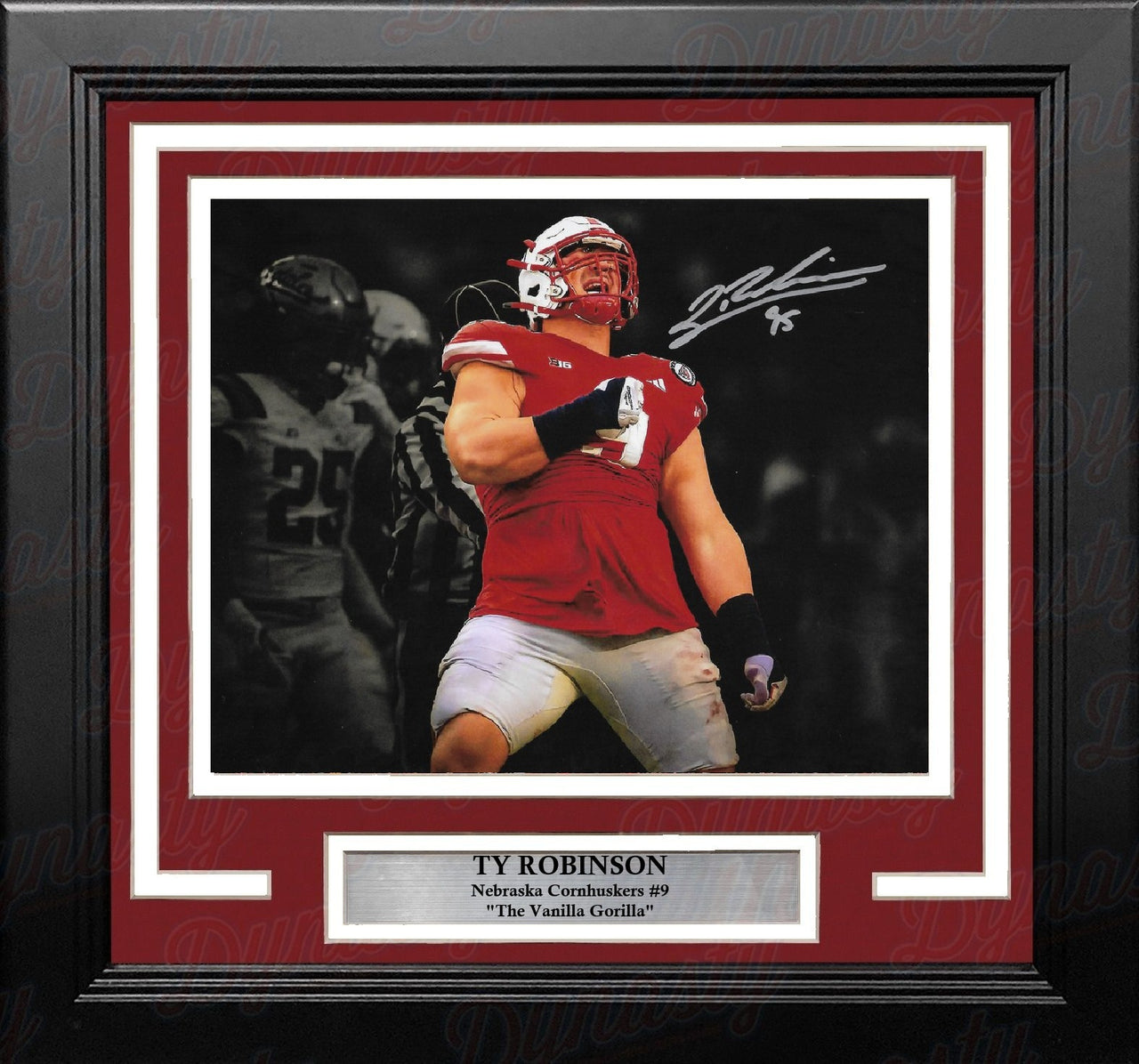 Ty Robinson Nebraska Cornhuskers Autographed 8" x 10" Framed Blackout College Football Photo