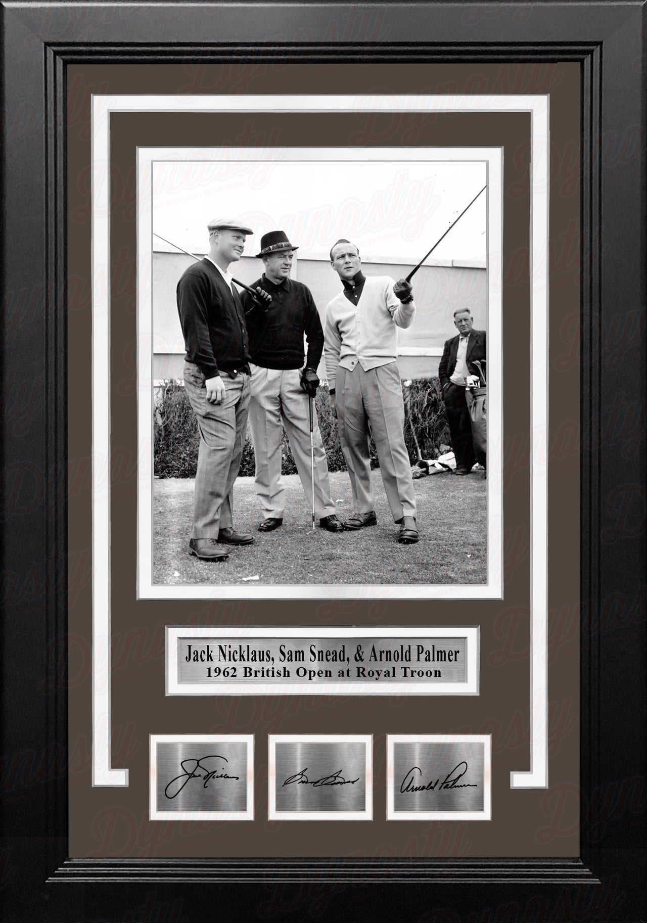 Jack Nicklaus, Sam Snead, & Arnold Palmer 8" x 10" Framed Golf Photo with Engraved Autographs - Dynasty Sports & Framing 