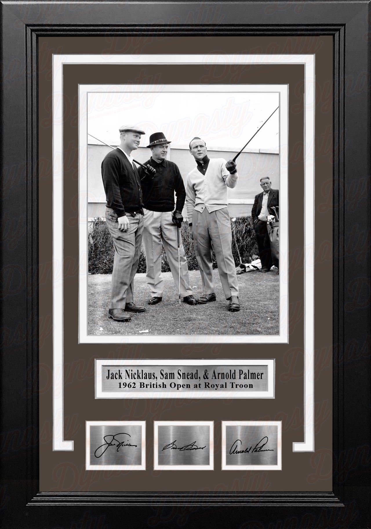 Jack Nicklaus, Sam Snead, & Arnold Palmer 8" x 10" Framed Golf Photo with Engraved Autographs - Dynasty Sports & Framing