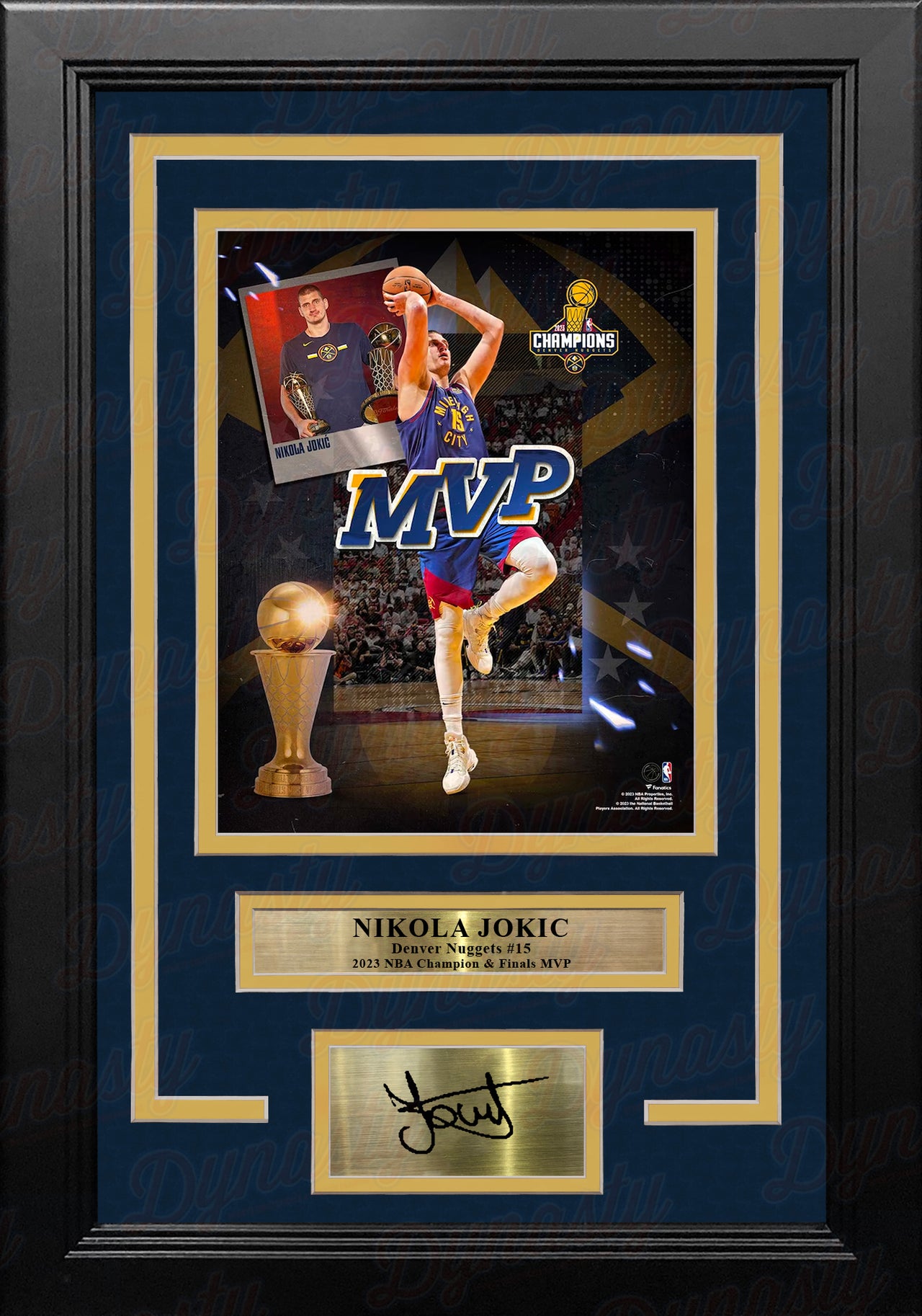 Nikola Jokic 2023 NBA Finals MVP Denver Nuggets 8x10 Framed Basketball Photo with Engraved Autograph - Dynasty Sports & Framing 