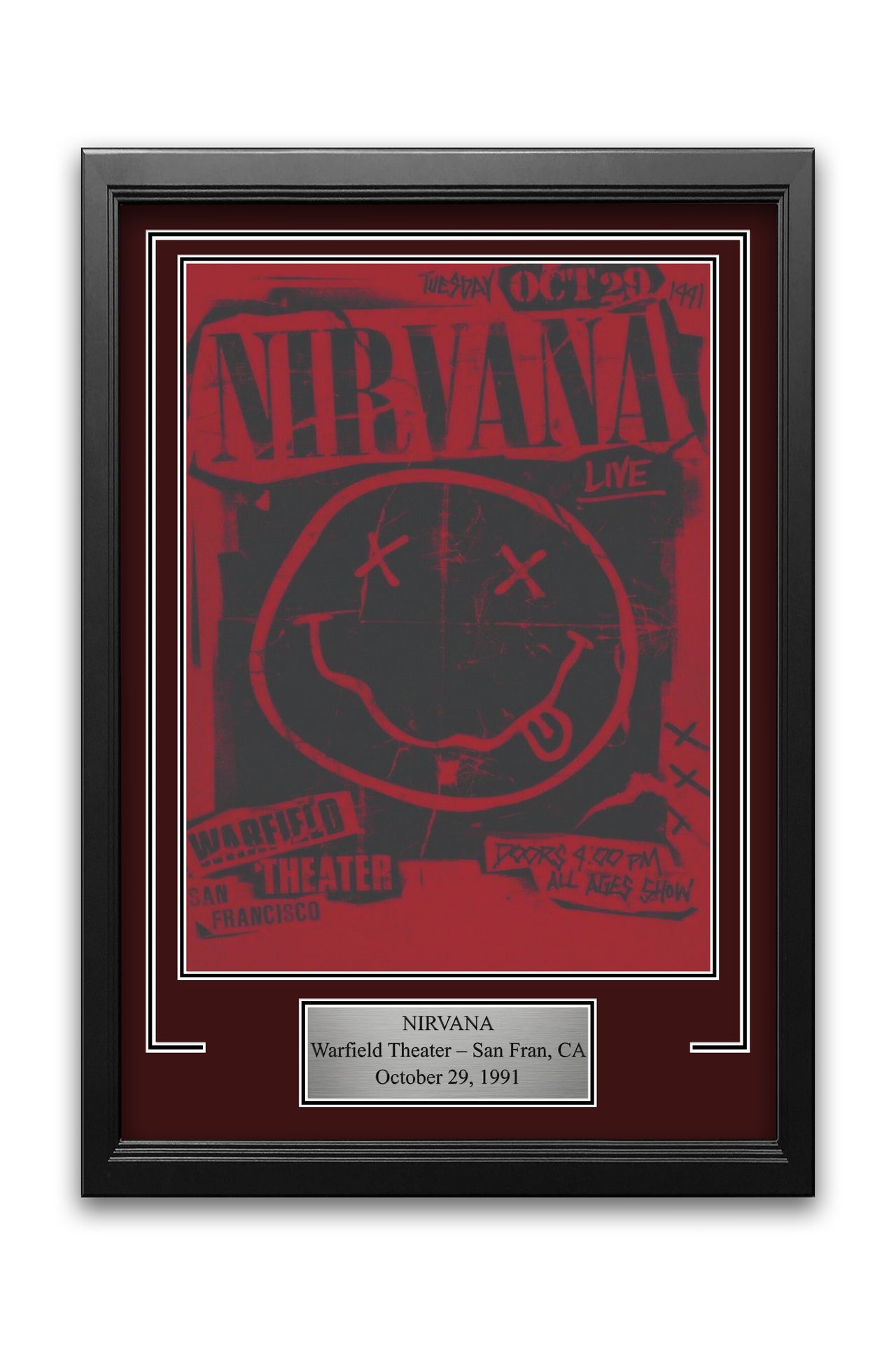 Nirvana Warfield Theatre Nevermind Tour Concert Poster Frame Kit