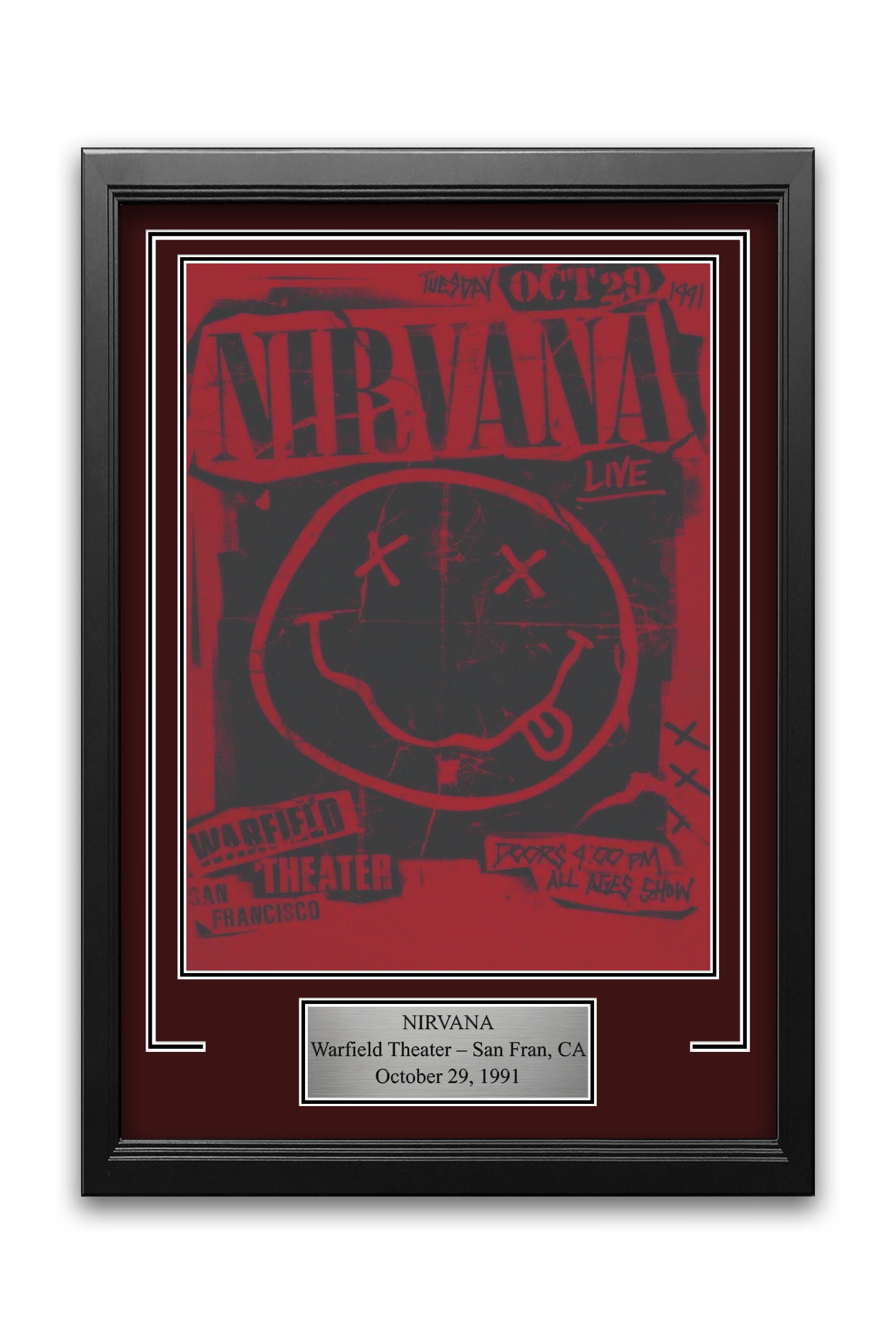 Nirvana Warfield Theatre Nevermind Tour Concert Poster Frame Kit