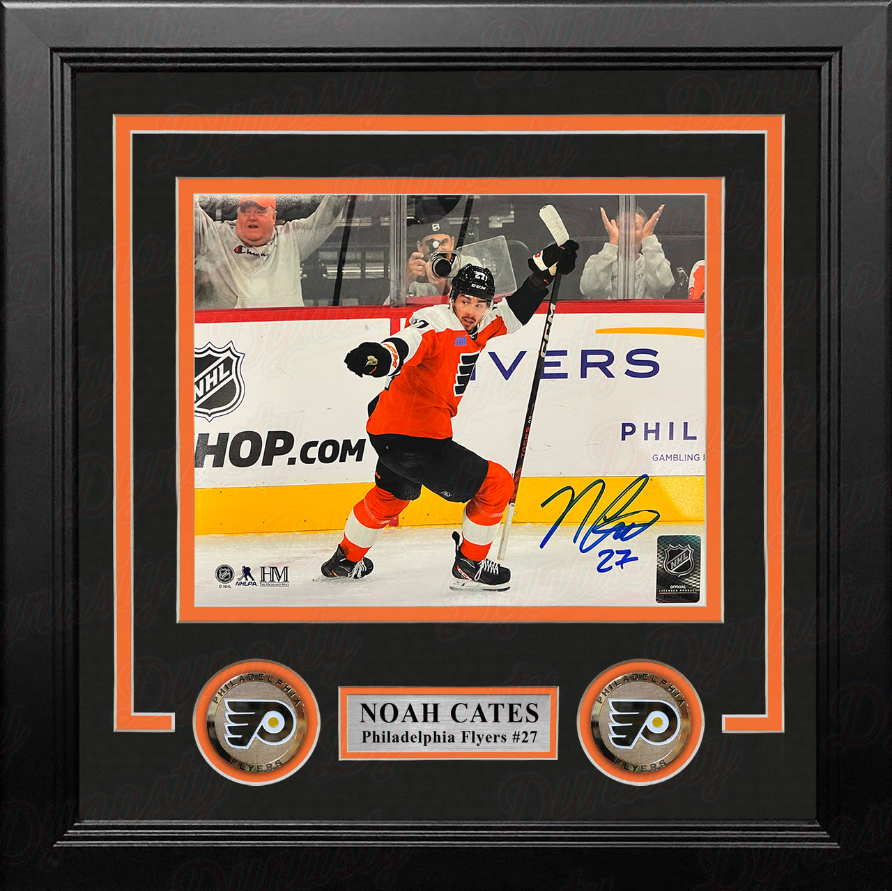 Noah Cates Celebration Autographed Philadelphia Flyers 8" x 10" Framed Hockey Photo